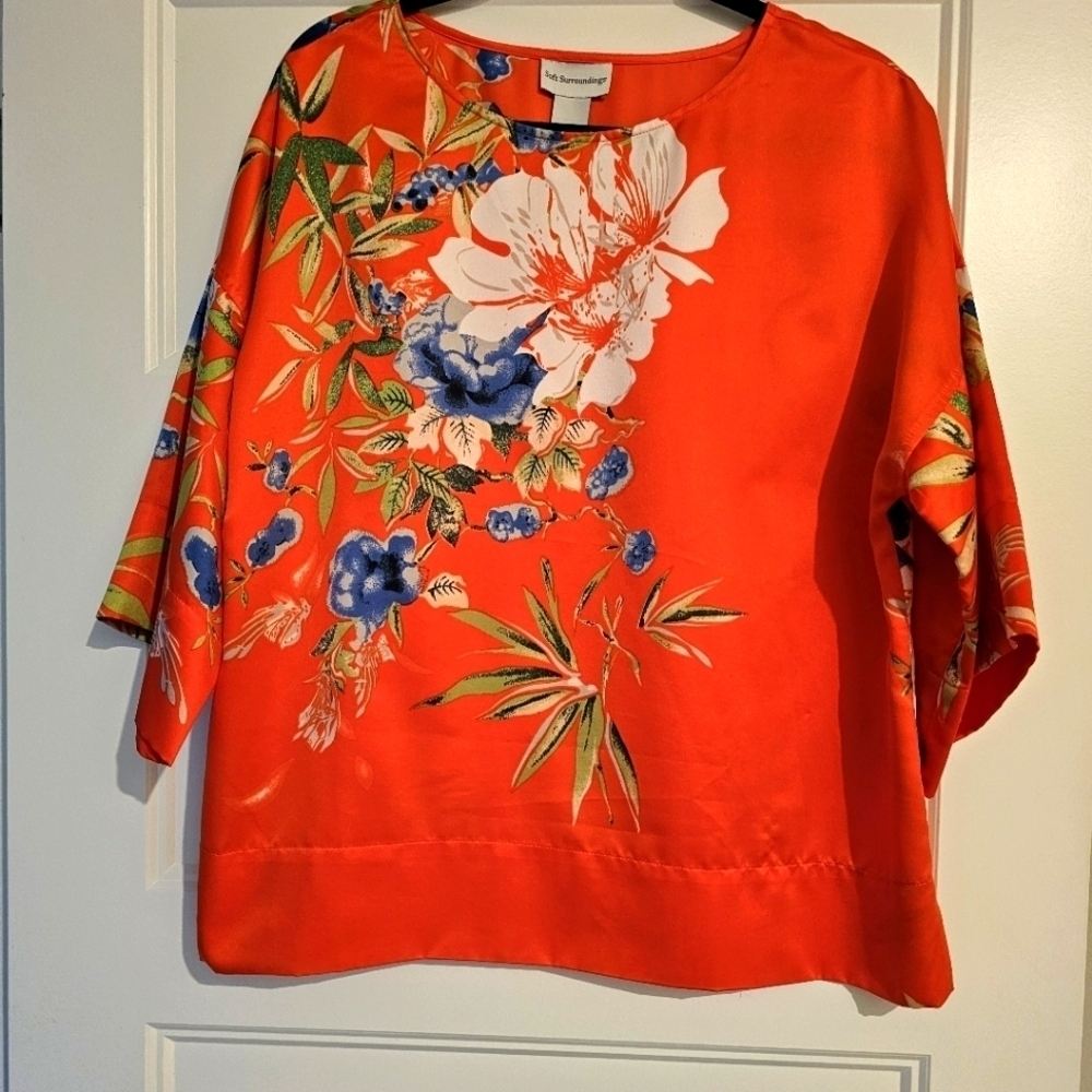 Soft Surroundings Floral Blouse Sz PM